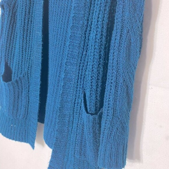5/$25 American Eagle Outfitters Turquoise Open Front Chunky Knit Cardigan XS - Picture 9 of 13